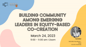 Poster for Building Community Among Emerging Leaders in Equity-based Co-creation